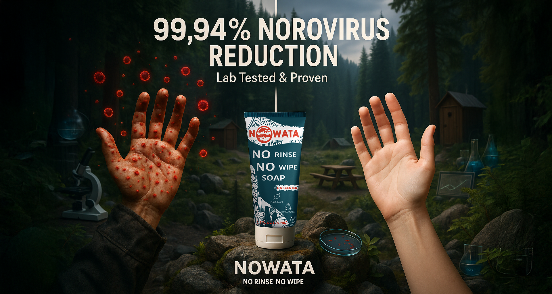 LABORATORY BREAKTHROUGH: NOWATA Soap Physically Removes 99.9% of Virus Particles – The First Water-Free Solution That Actually Works