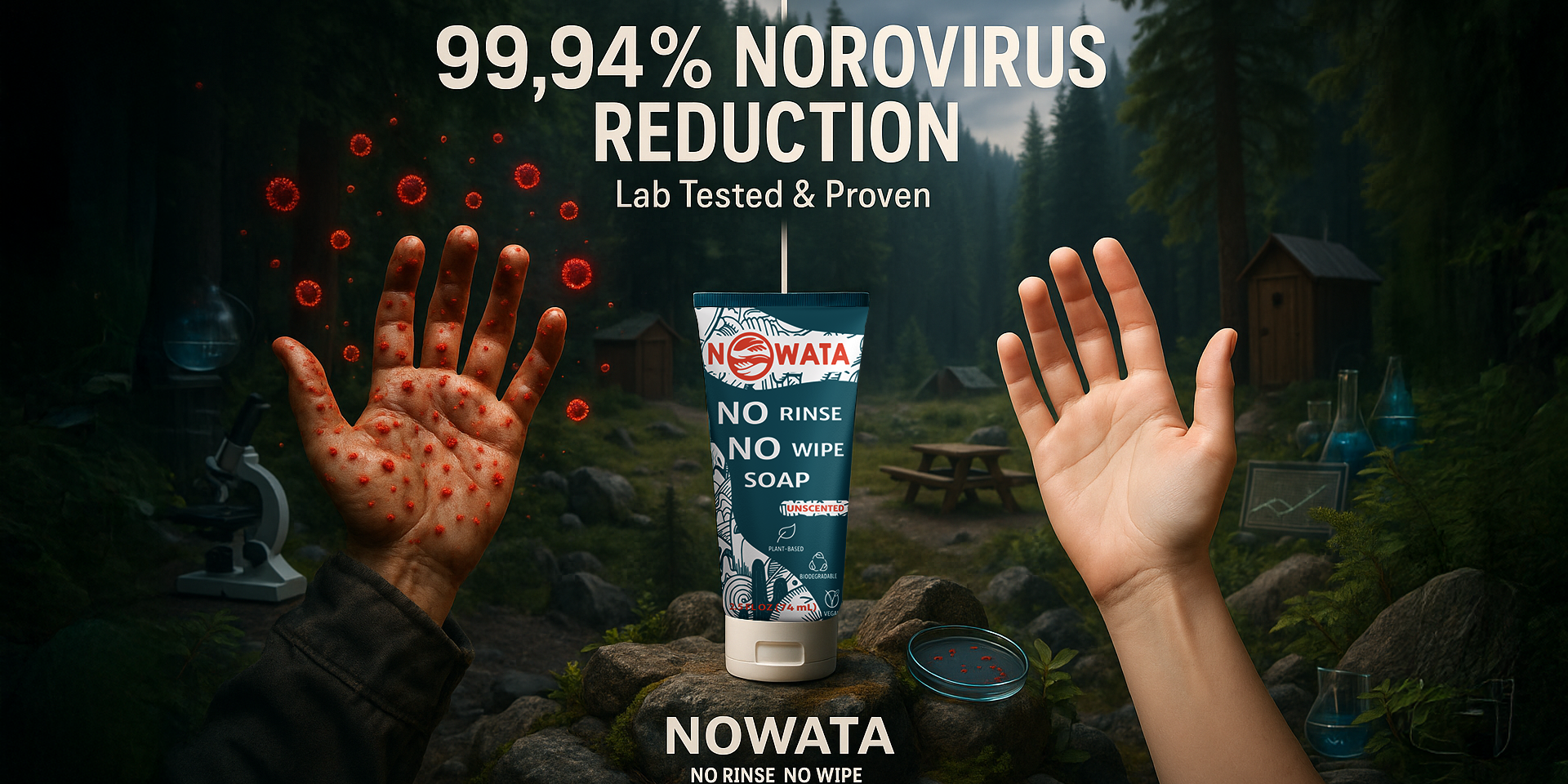 LABORATORY BREAKTHROUGH: NOWATA Soap — A Hand Sanitizer Alternative With 99.9% Physical Removal (Lab-Tested)