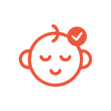 Kid-safe sanitizer alternative icon — smiling child face with checkmark, representing NOWATA’s plant-based rinse-free soap that physically removes 99% of germs without water; gentle on sensitive skin