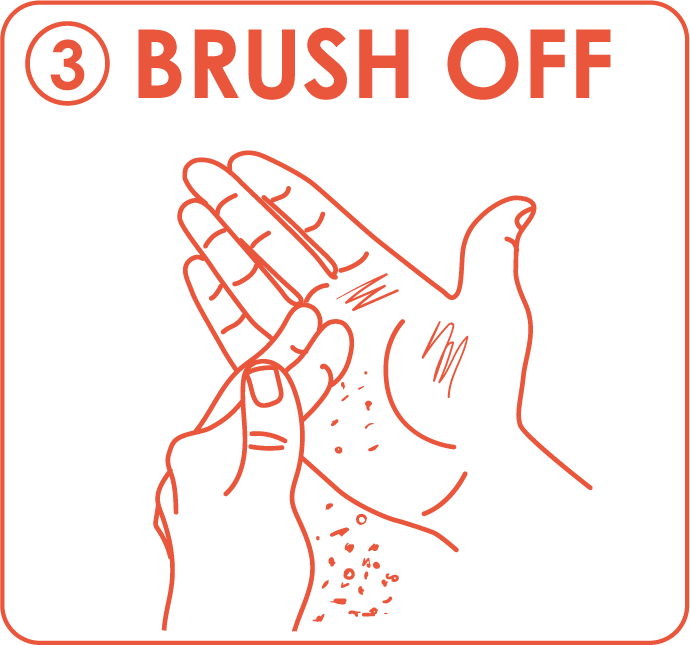 Step 3: Brush off clumps